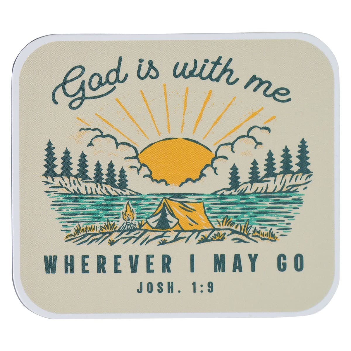 Magnet Cream Camping God is With Me Josh 1:9 - 1