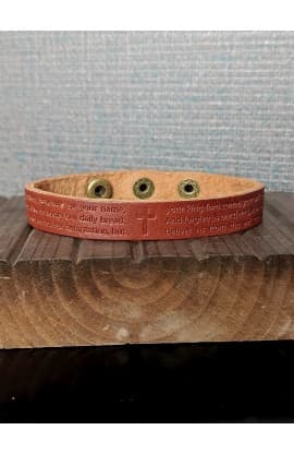 OUR FATHER BROWN GENUINE LEATHER BRACELET thumbnail 3