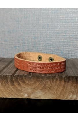 OUR FATHER BROWN GENUINE LEATHER BRACELET thumbnail 6