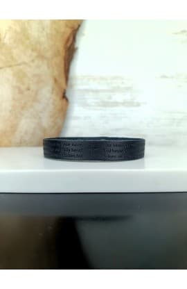 OUR FATHER BLACK GENUINE LEATHER BRACELET thumbnail 1