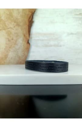 OUR FATHER BLACK GENUINE LEATHER BRACELET thumbnail 3
