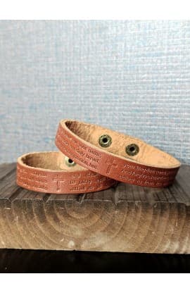 OUR FATHER BROWN GENUINE LEATHER BRACELET thumbnail 7