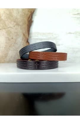 OUR FATHER BROWN GENUINE LEATHER BRACELET thumbnail 8