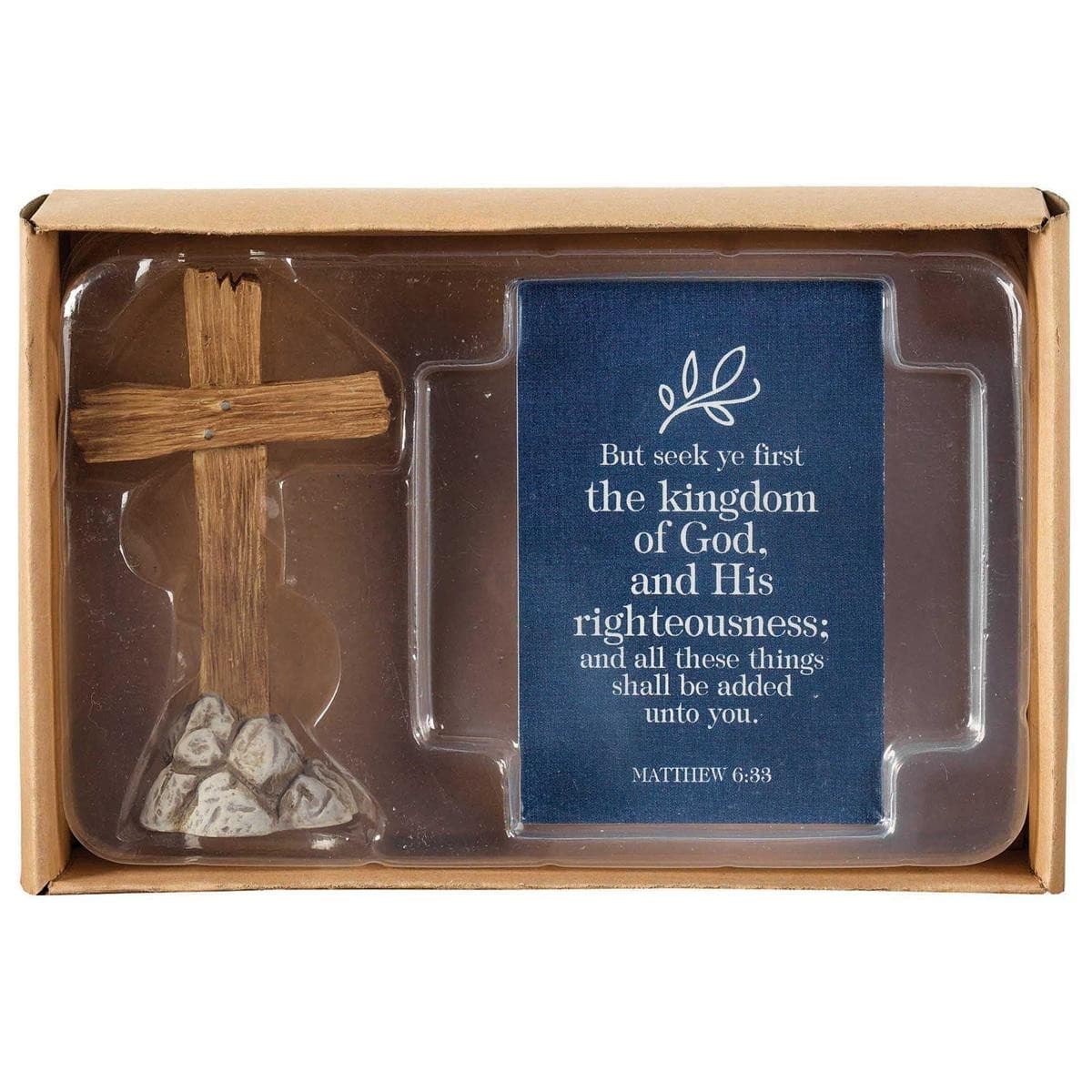 Cross Figurine But Seek Ye First Matt 6:33 Resin - 1