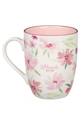 Mug Pink Floral Strength & Dignity Prov 31:25 thumbnail 2