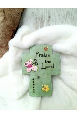 PRAISE THE LORD TABLETOP CROSS CEMENT thumbnail 2