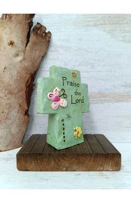 PRAISE THE LORD TABLETOP CROSS CEMENT thumbnail 3