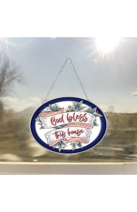 Suncatcher God Bless This House 9In Oval thumbnail 3