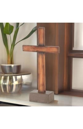 Cross Tabletop Wood Look Cross Resin 11.75 thumbnail 1