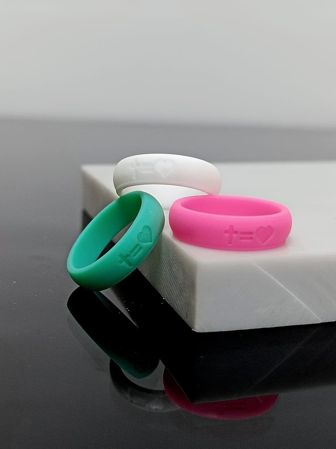 CROSS EQUALS HEART SILICONE RING - 1