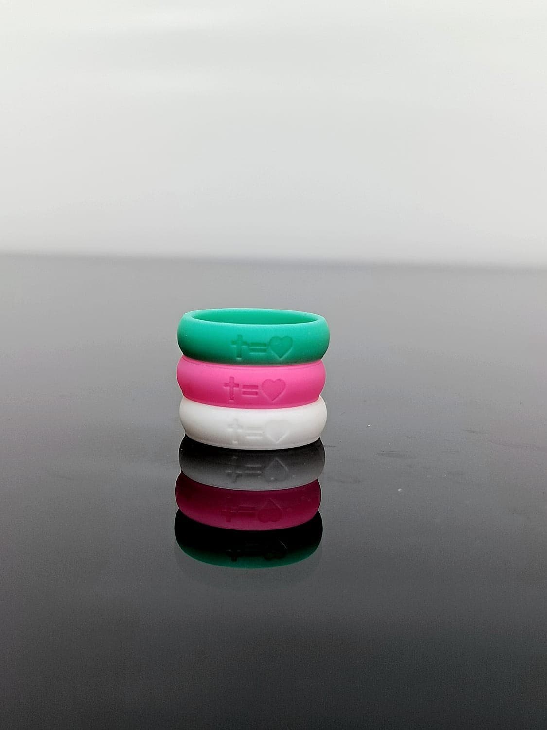 CROSS EQUALS HEART SILICONE RING - 2
