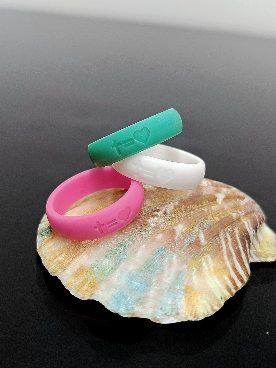 CROSS EQUALS HEART SILICONE RING - 4