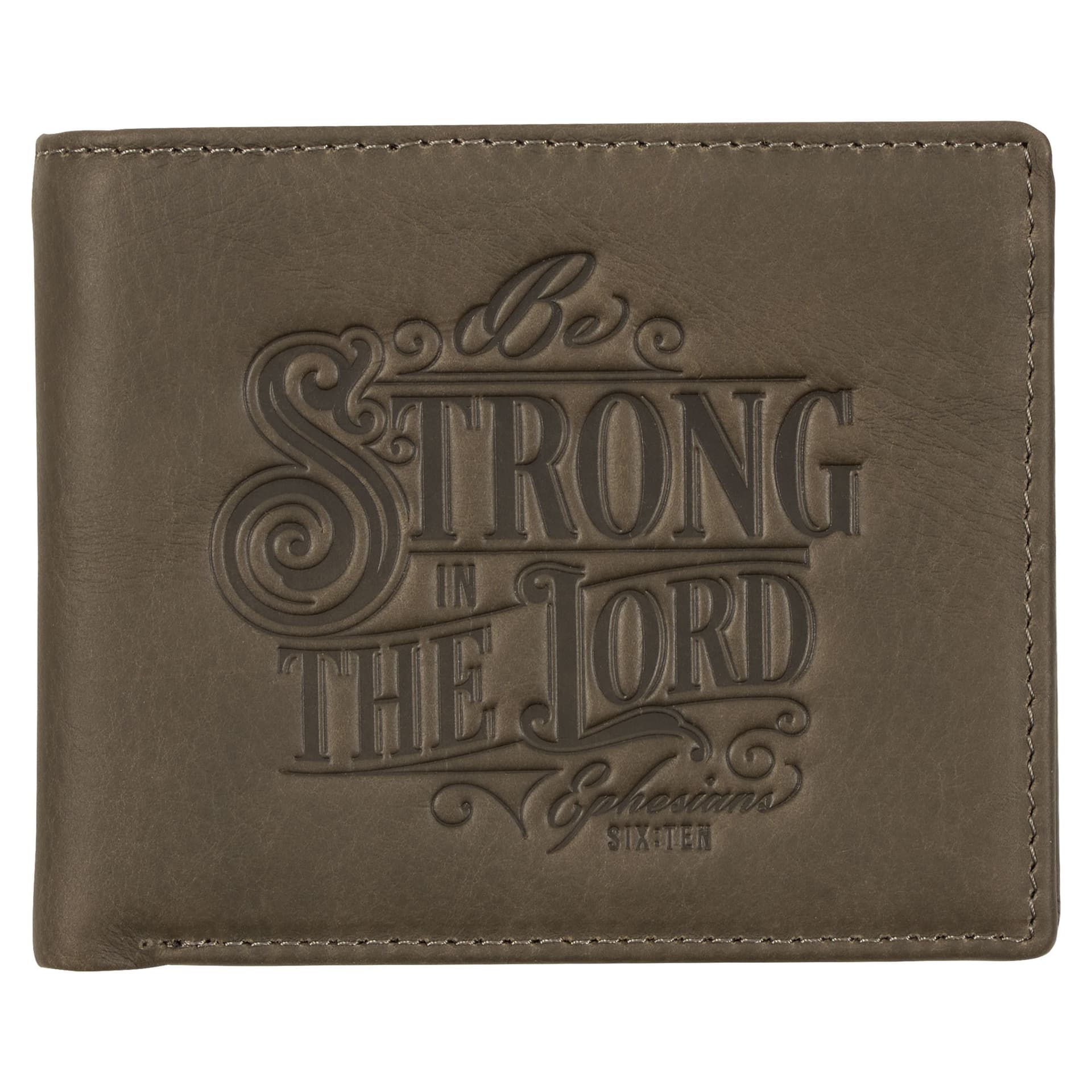 Wallet Leather Gray Strong in the Lord Eph 6:10 - 1