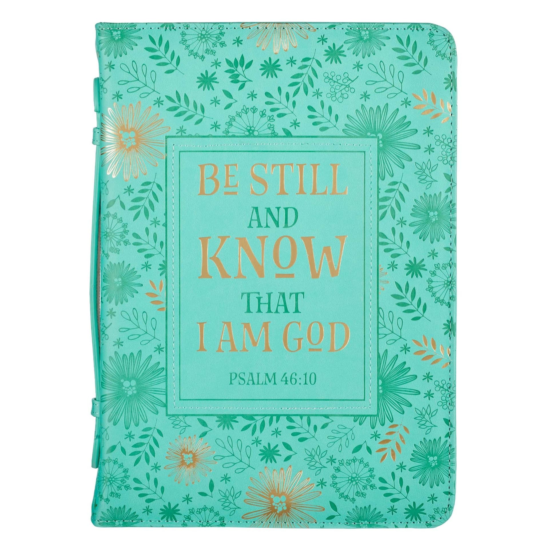 Large Bible Cover Fashion Turquoise Be Still & Know Ps 46:10 - 1