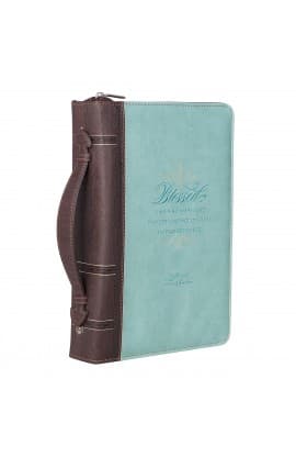 Large Bible Cover Fashion Teal Brown Blessed Luke 1:45 thumbnail 4