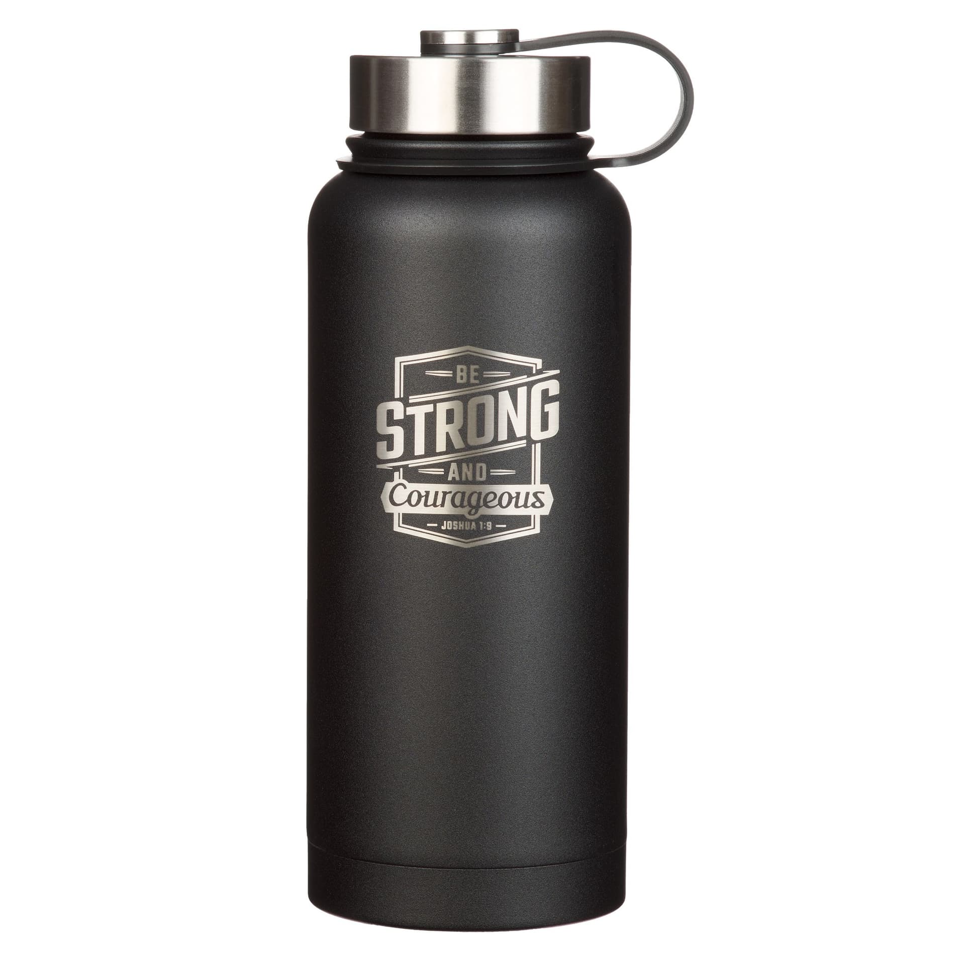 Water Bottle SS Black Be Strong and Courageous Jos - 1