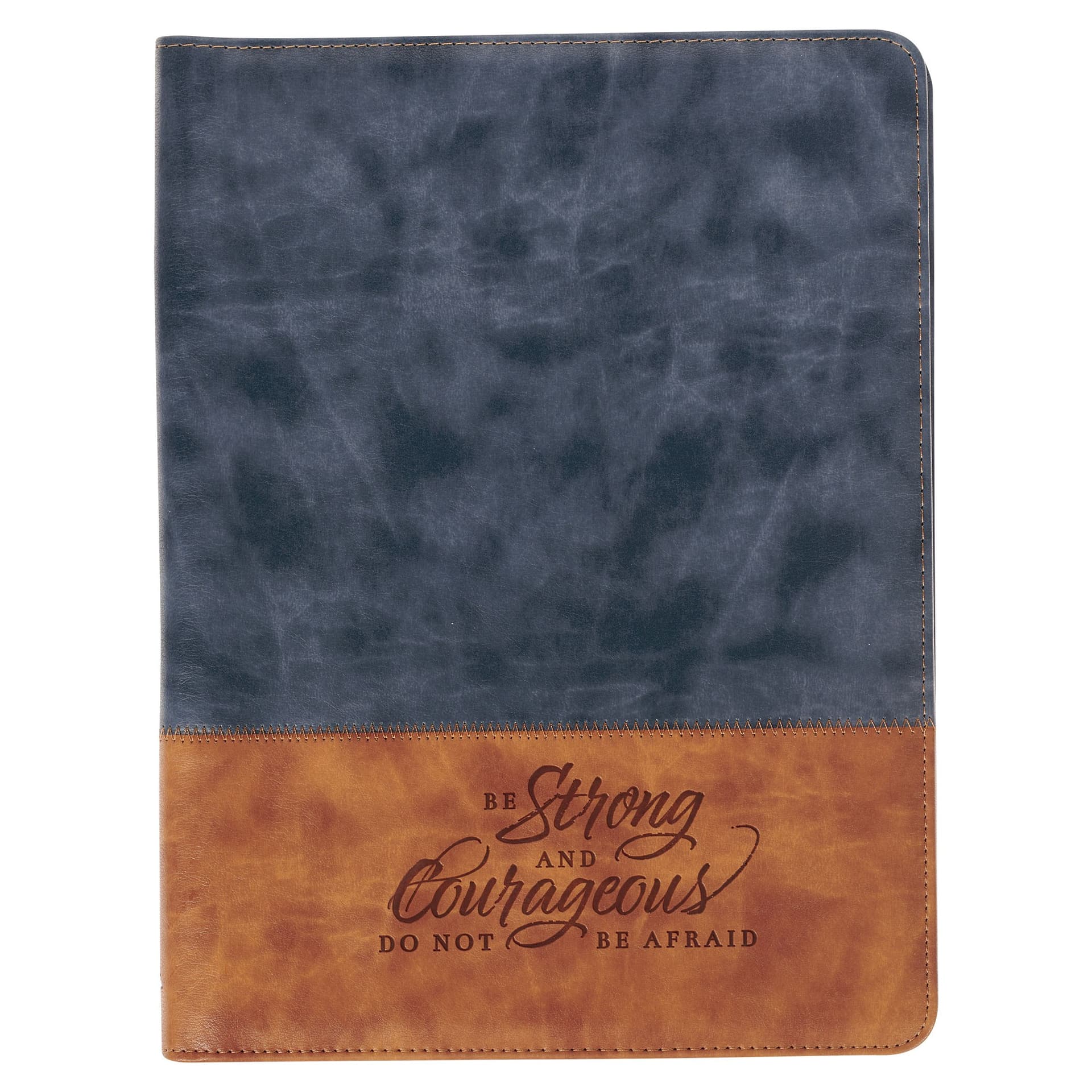 Padfolio Navy Brown Be Strong & Courageous Josh 1:9 - 1