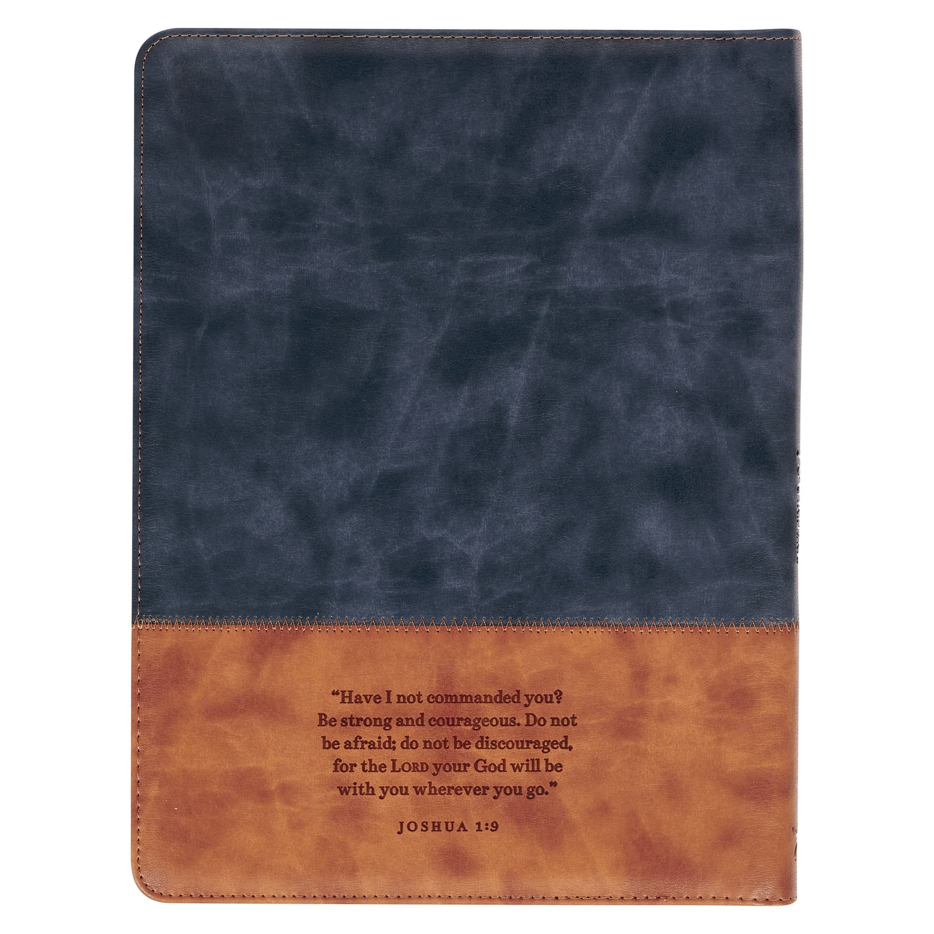 Padfolio Navy Brown Be Strong & Courageous Josh 1:9 - 2