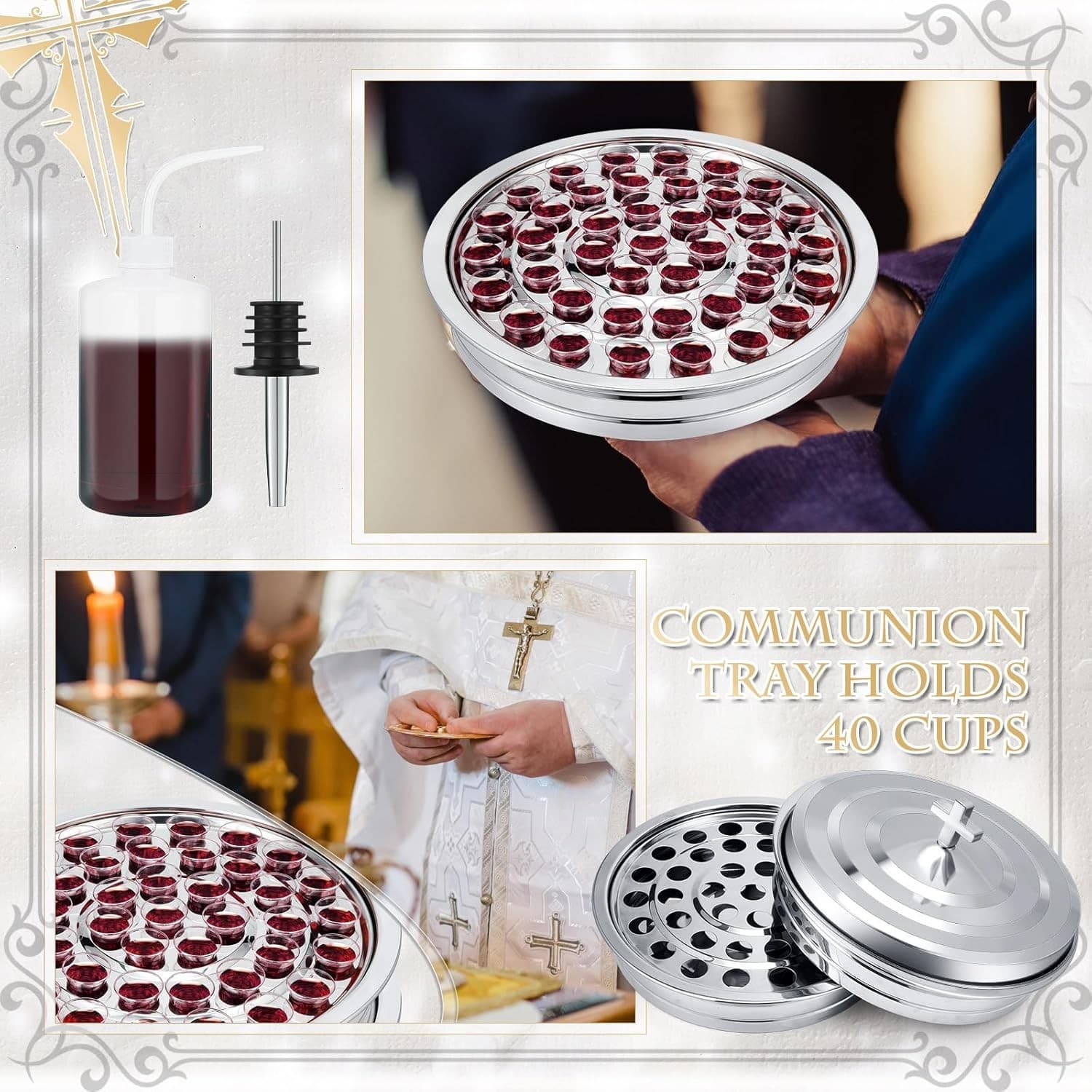 3 SETS COMMUNION TRAYS FOR CUPS WITH LIDS - 4