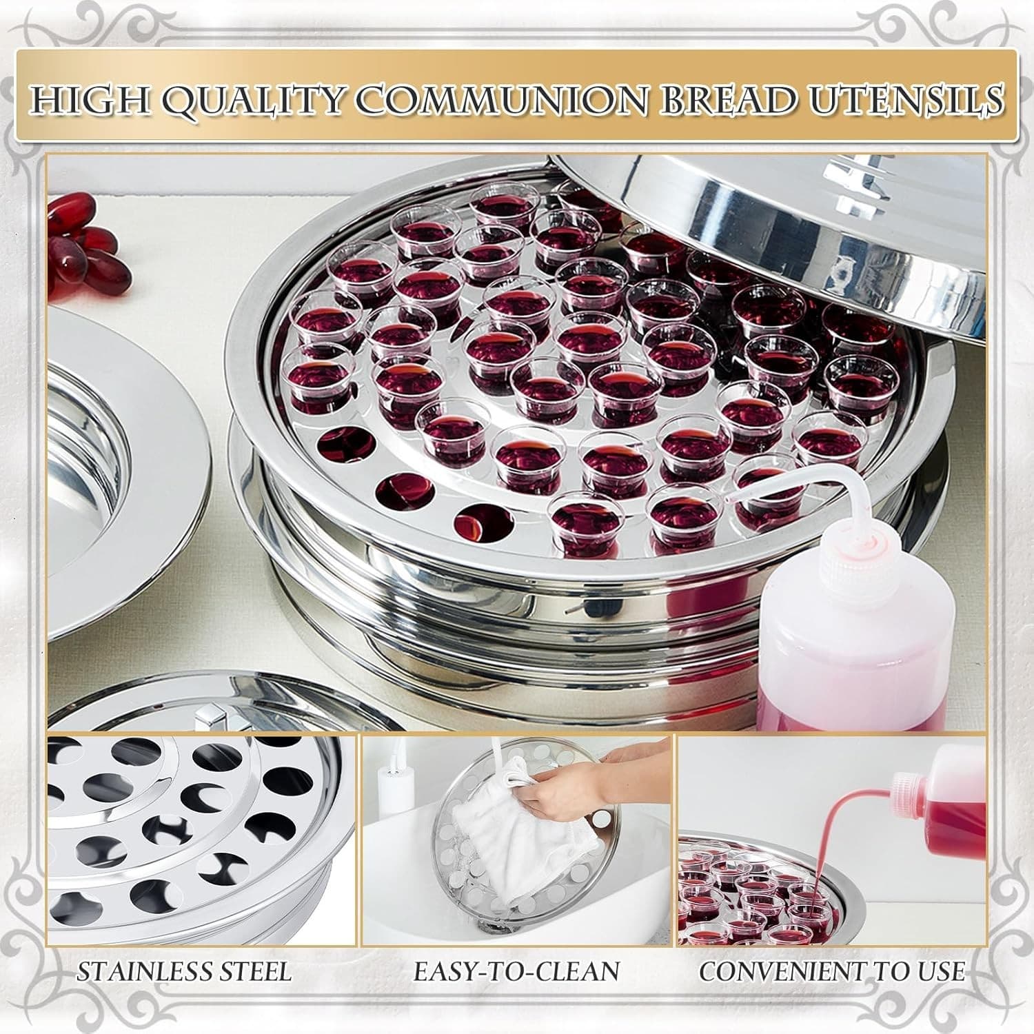 3 SETS COMMUNION TRAYS FOR CUPS WITH LIDS - 5