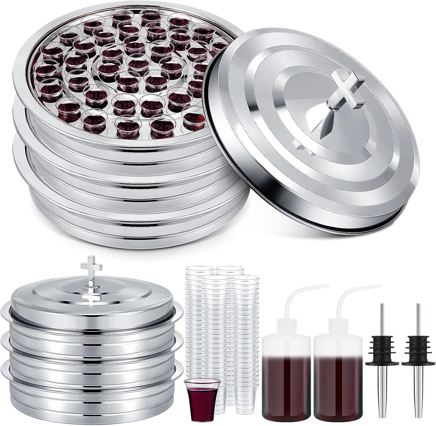 3 SETS COMMUNION TRAYS FOR CUPS WITH LIDS - 1