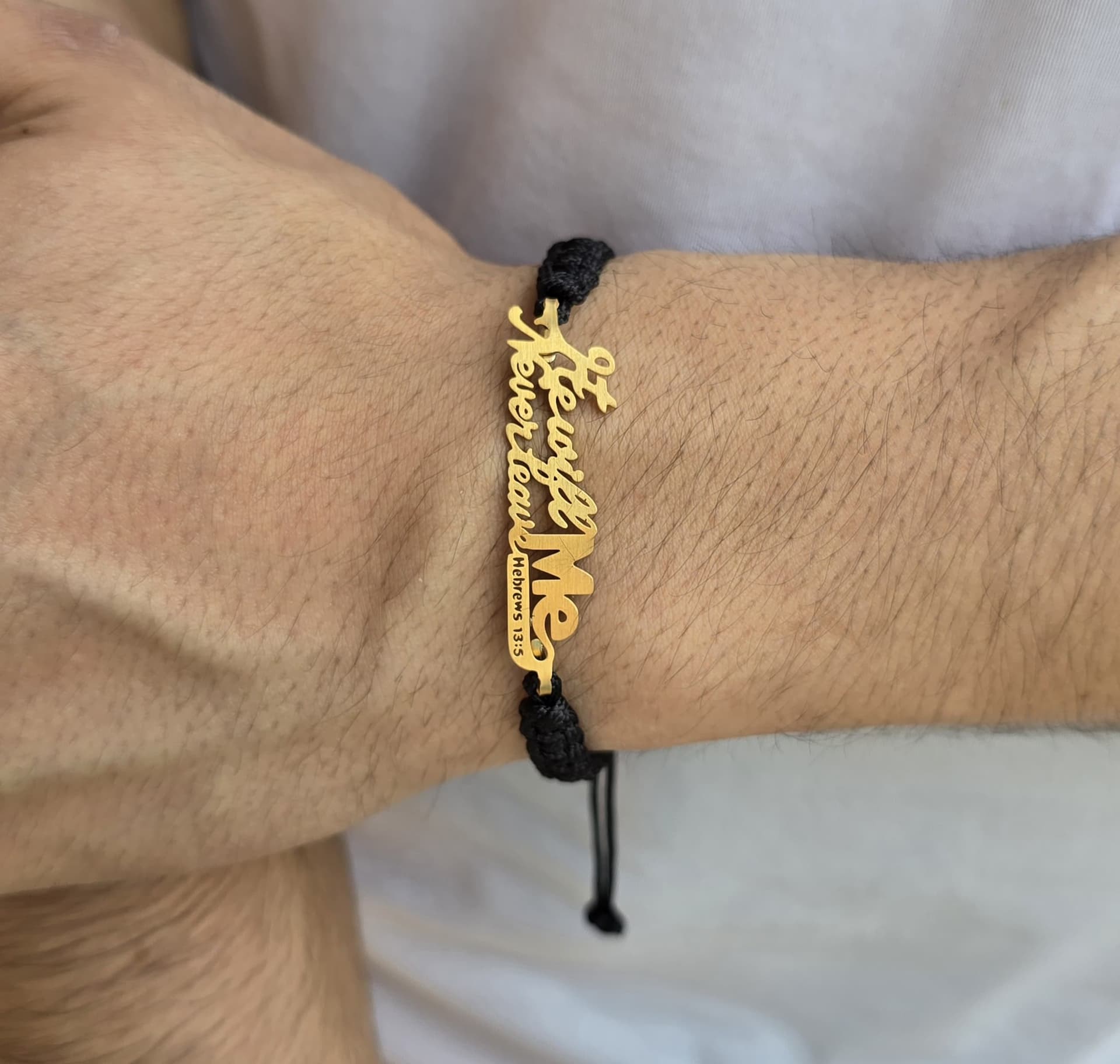 HE WILL NEVER LEAVE ME GOLD PLATED BRAIDED BRACELET - 3