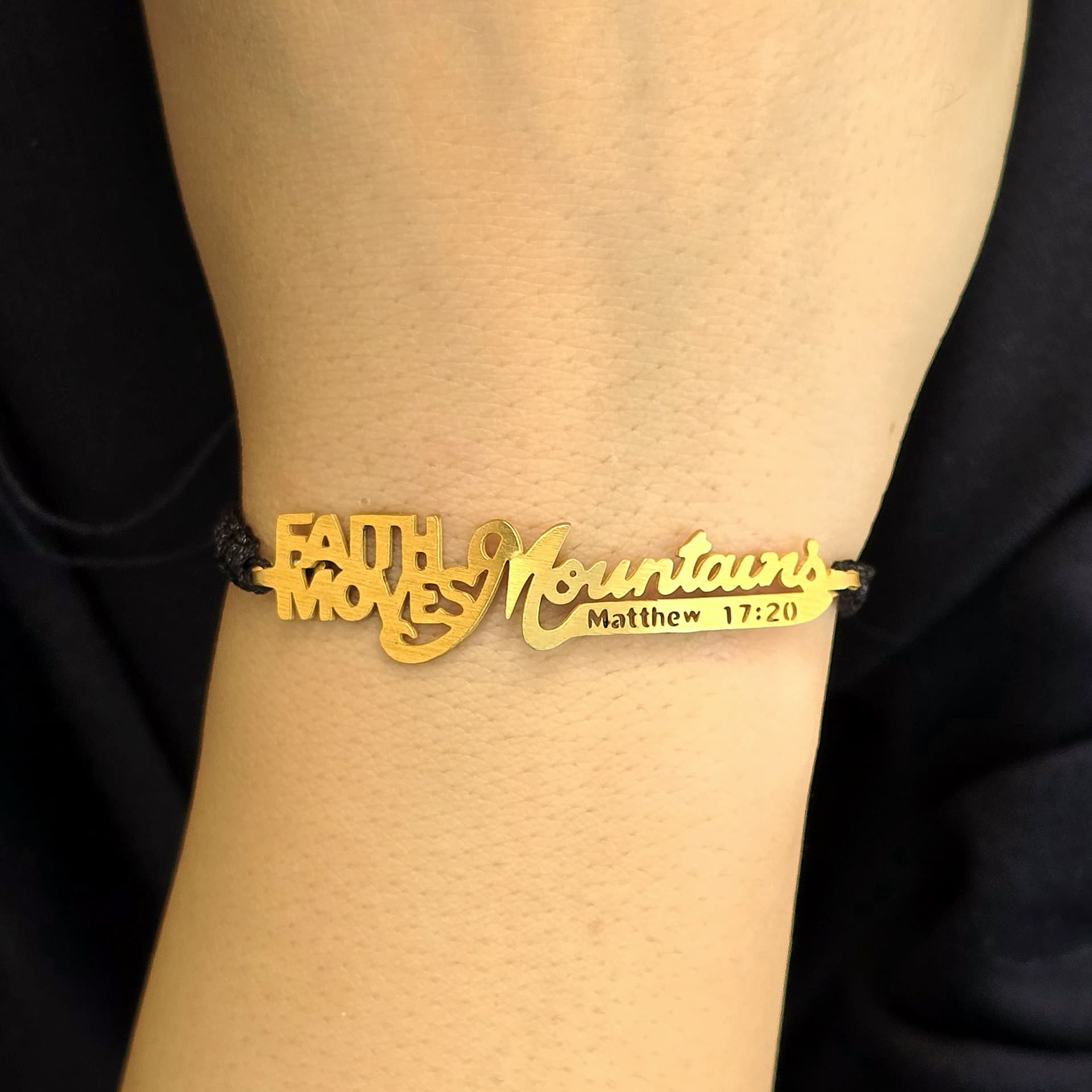 FAITH MOVES MOUNTAINS GOLD PLATED BRAIDED BRACELET - 3