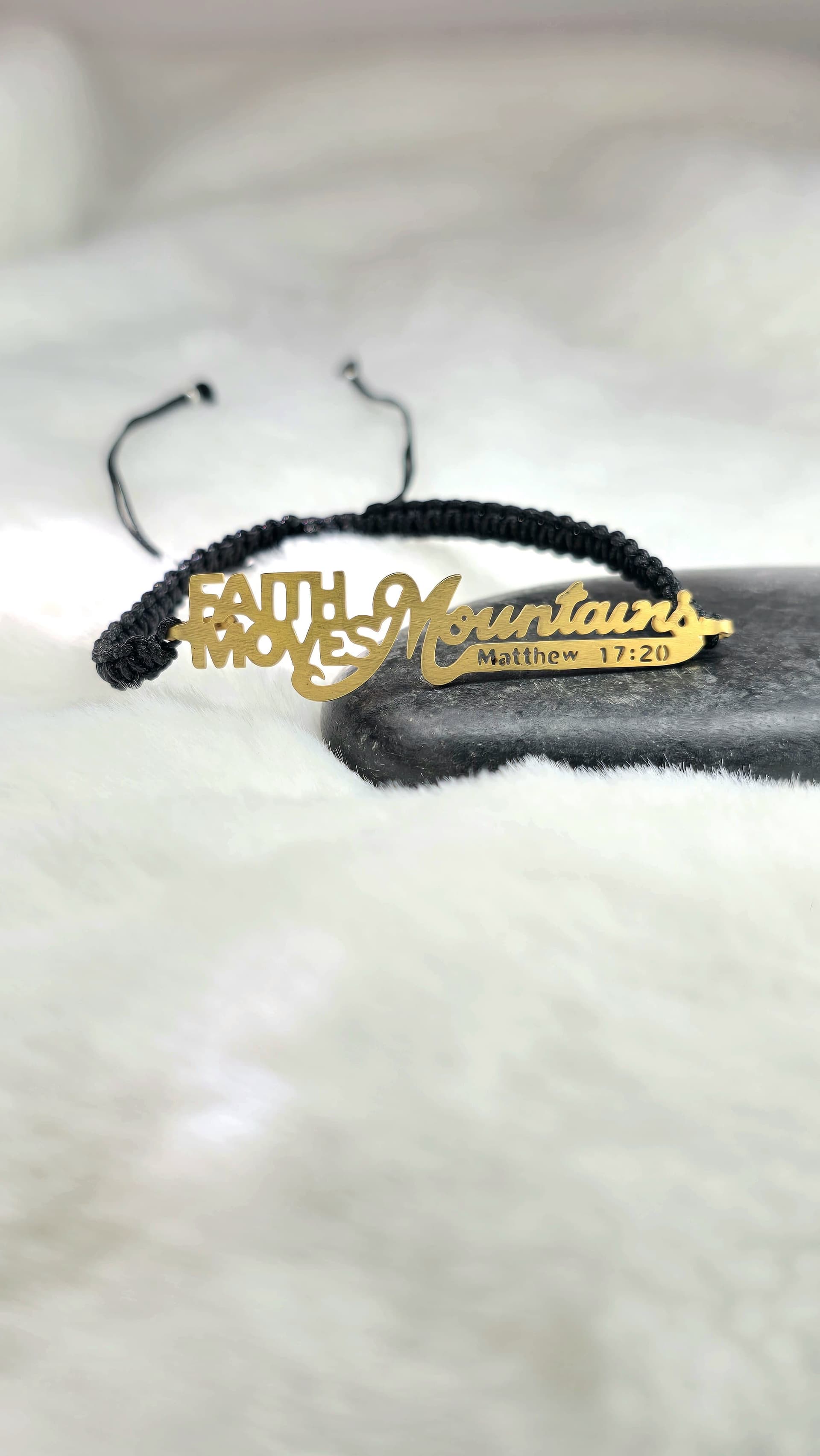 FAITH MOVES MOUNTAINS GOLD PLATED BRAIDED BRACELET - 1