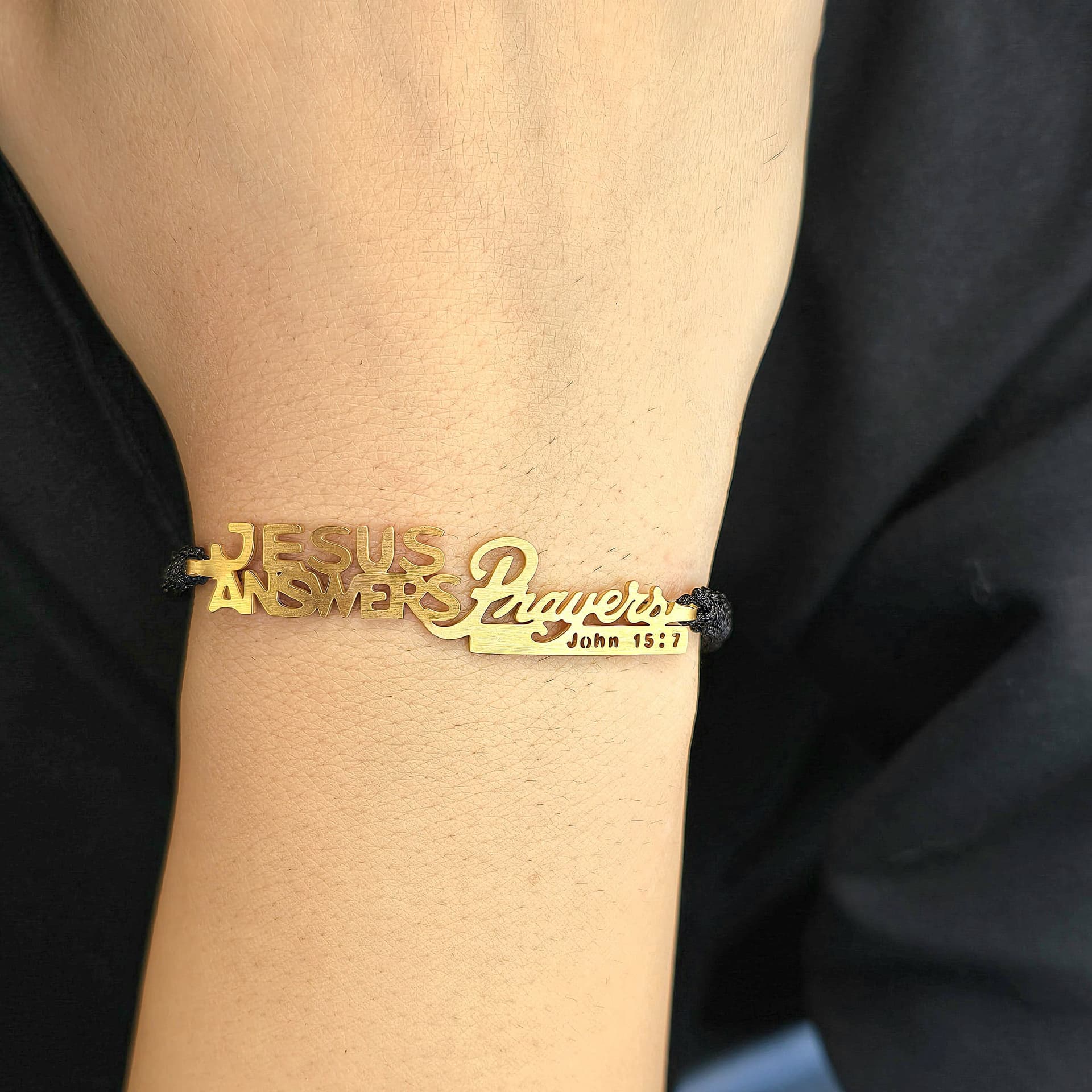 JESUS ANSWERS GOLD PLATED BRAIDED BRACELET - 2