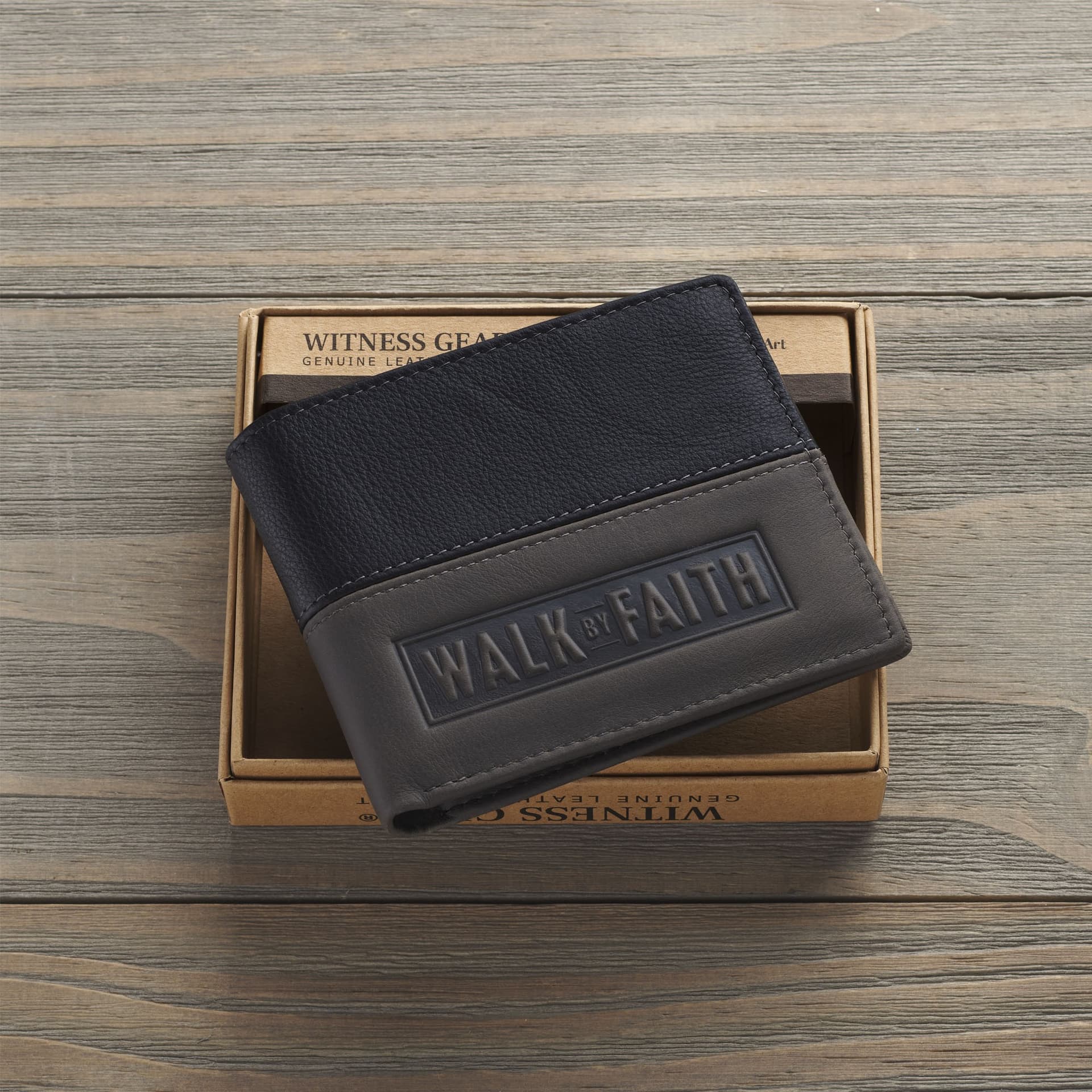 Wallet Leather Two-tone Walk by Faith 2 Cor 5:7 - 3
