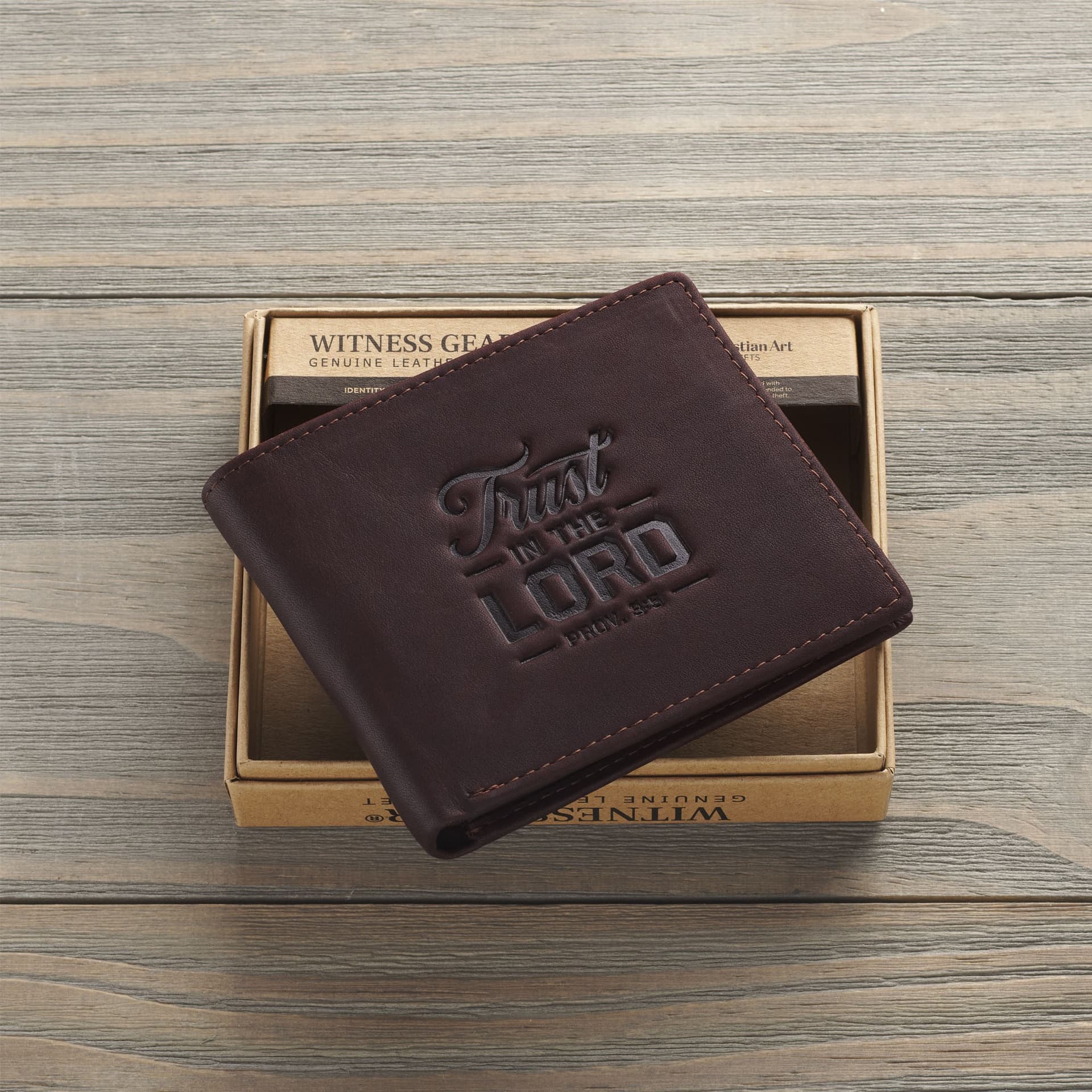 Wallet Leather Brown Trust in the Lord Prov 3:5 - 3