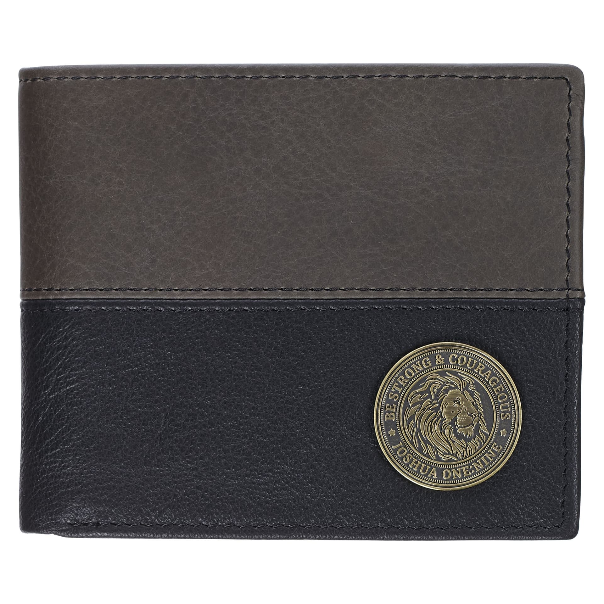 WALLET LEATHER BLACK LION BE STRONG JOSH 1:9 - 1