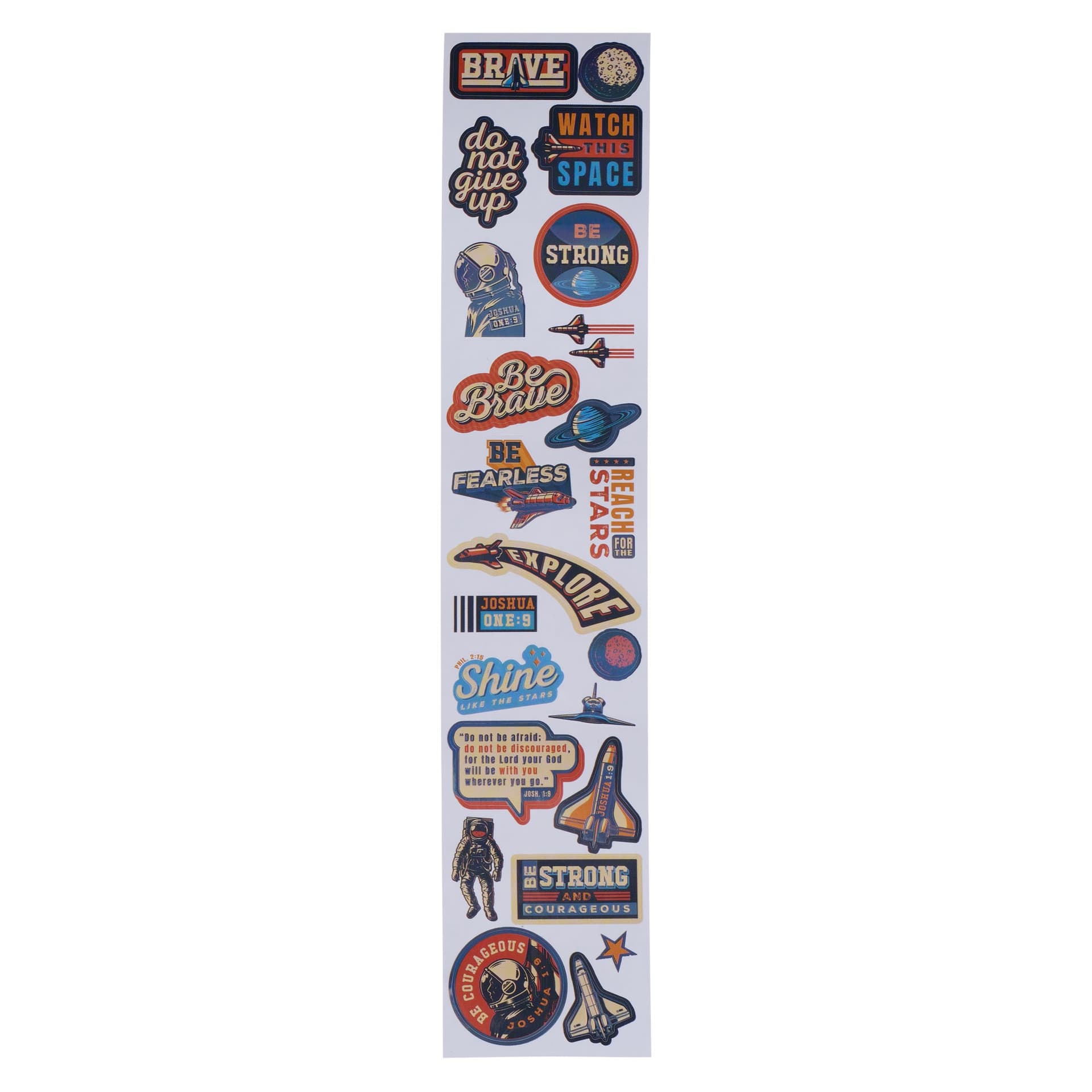Sticker Roll Motivational Strong & Courageous Josh 1:9 - 3