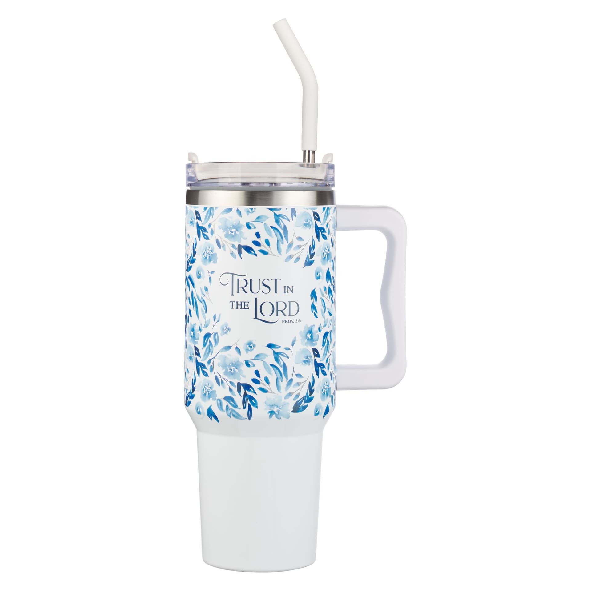 Tumbler straw SS Blue Floral Trust Prov 3:5 - 1