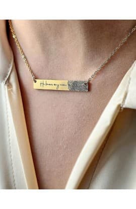 HE KNOWS MY NAME BAR NECKLACE GOLD PLATED thumbnail 1