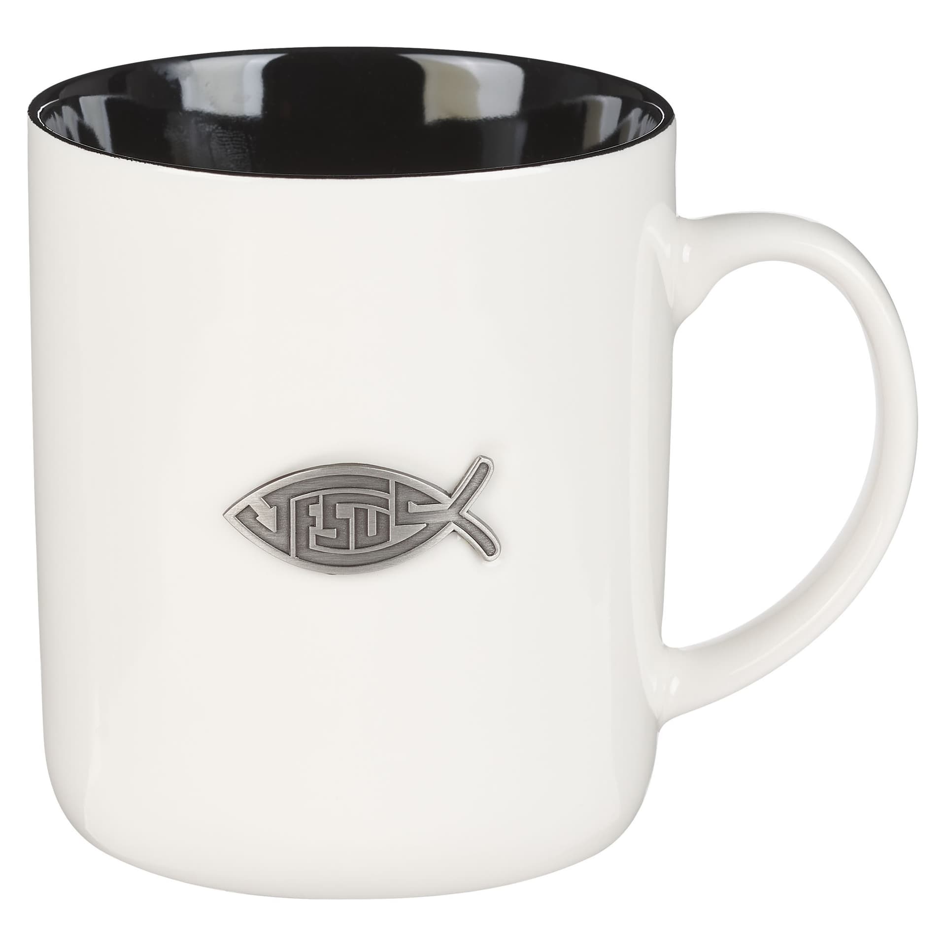 Mug White/Black Jesus Badge Matt 28:19 - 1