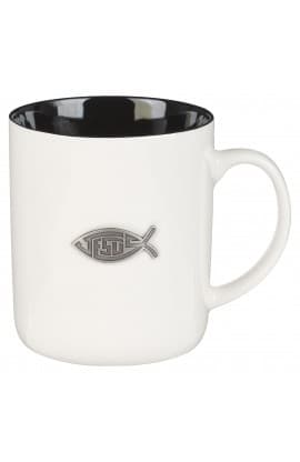Mug White/Black Jesus Badge Matt 28:19 thumbnail 1