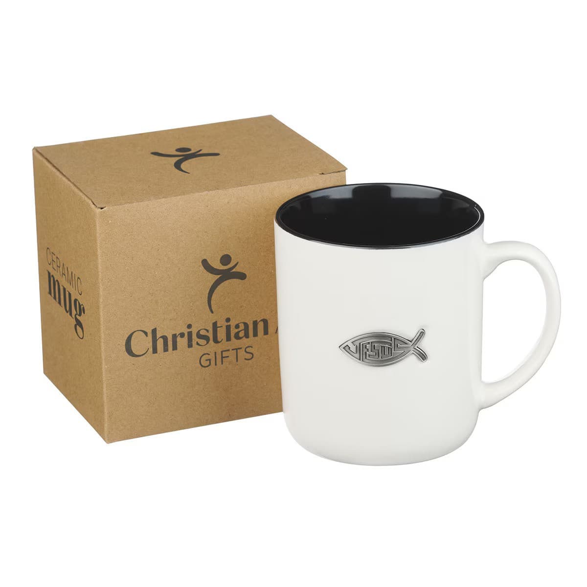 Mug White/Black Jesus Badge Matt 28:19 - 3