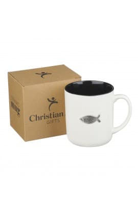 Mug White/Black Jesus Badge Matt 28:19 thumbnail 3