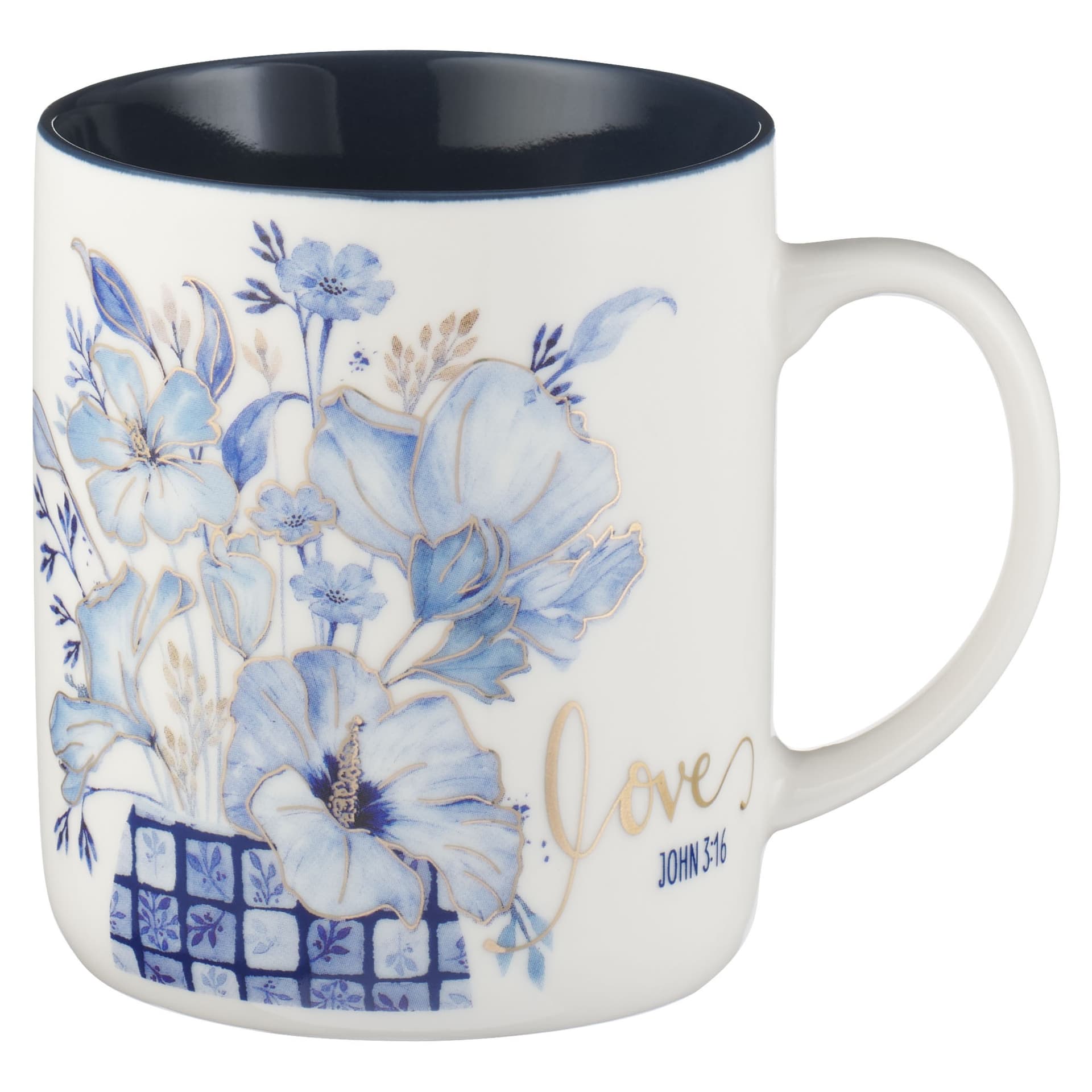 Mug Set 4pc Blue Floral Geometric - 5