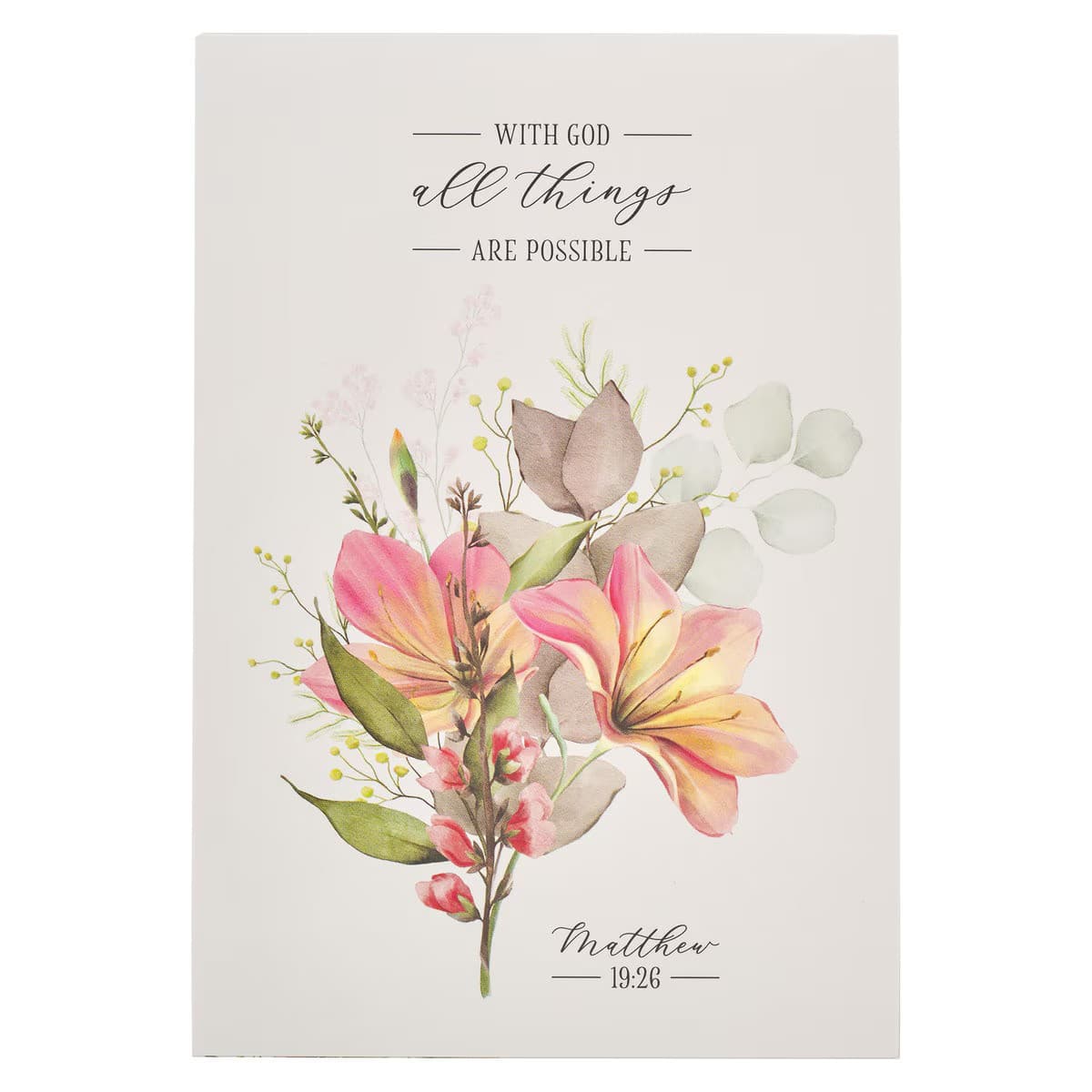 All Things are Possible Blue Floral Notepad Matthew 19:26 - 1