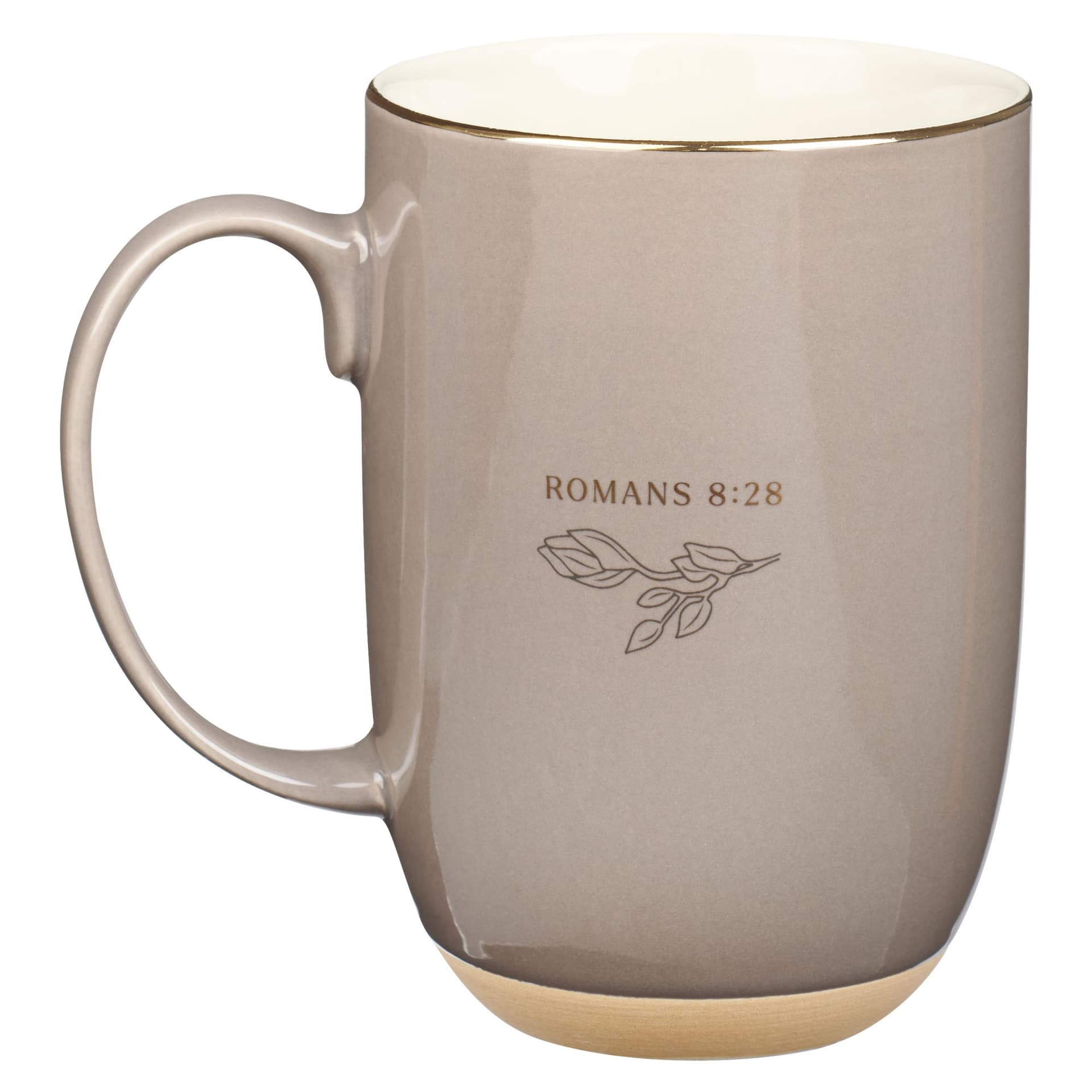 Mug Taupe God Works For Good Romans 8:28 - 2