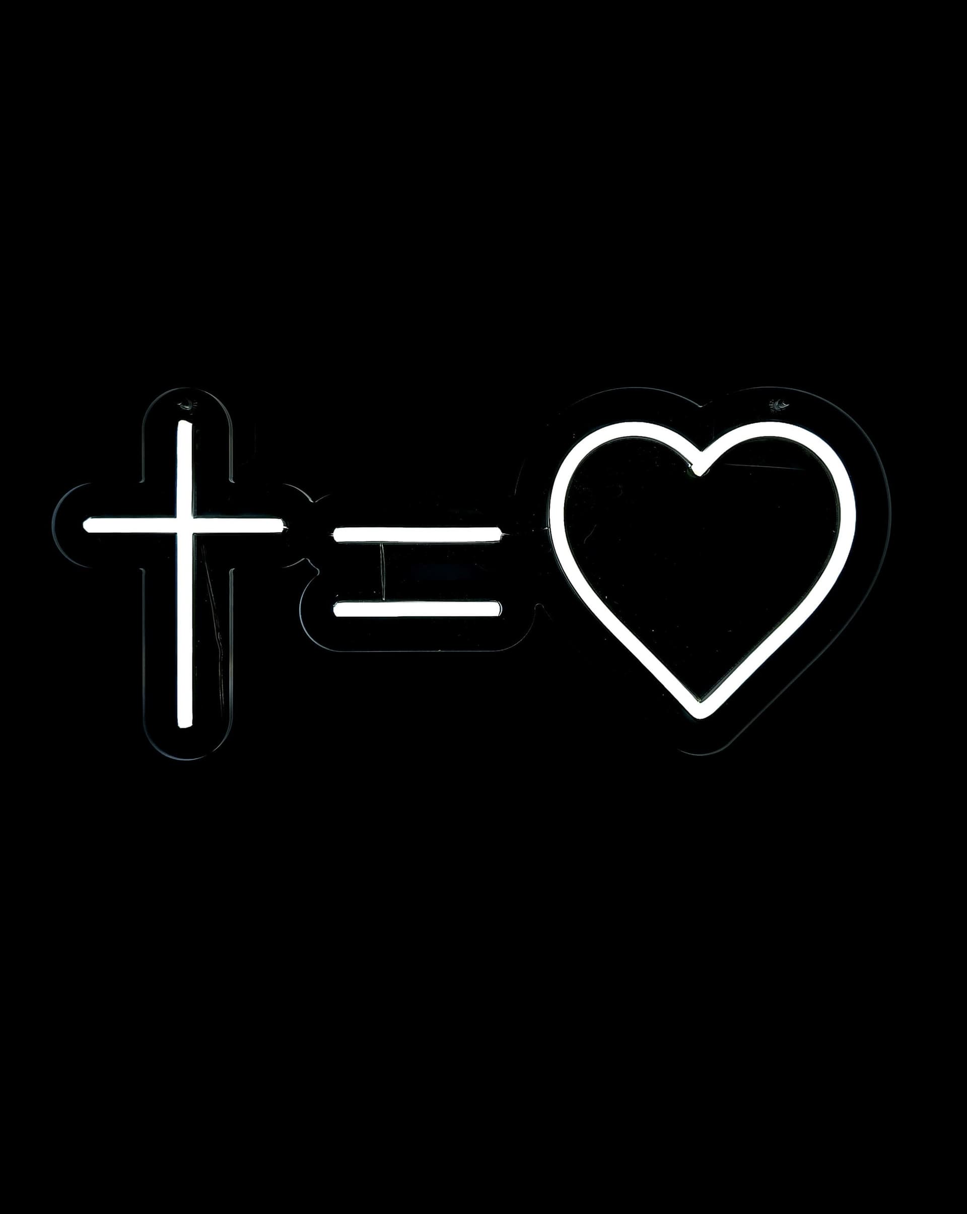 CROSS EQUALS HEART NEON LED LIGHT - 1