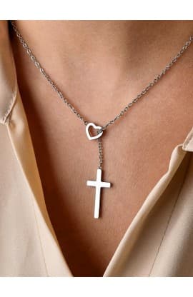 HEART CROSS NECKLACE thumbnail 1