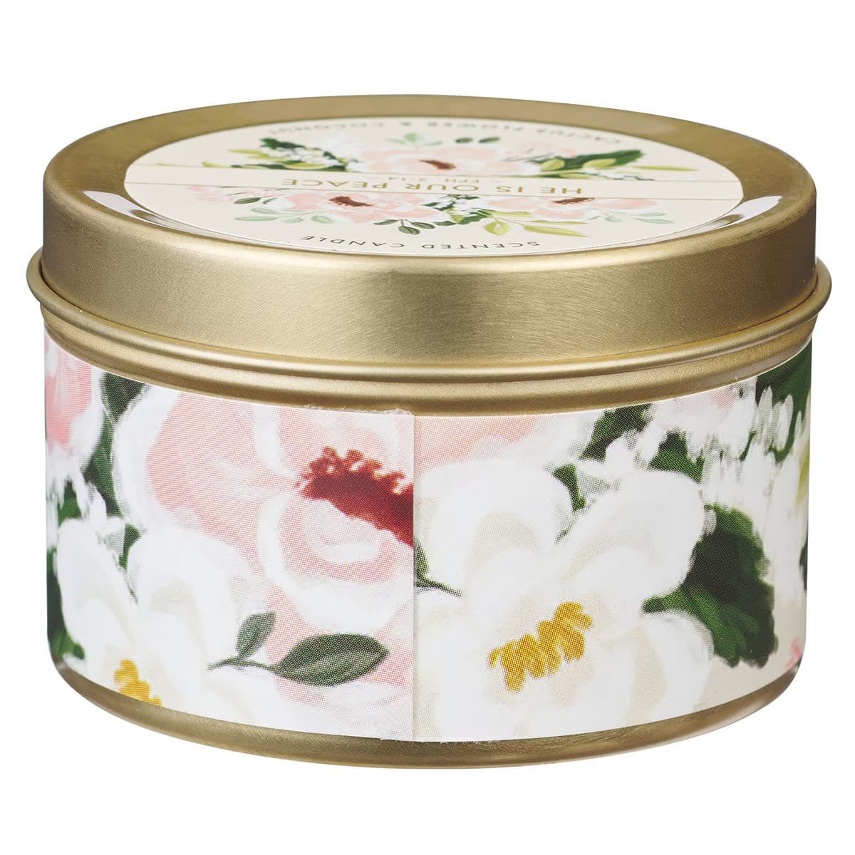 He Is Our Peace Cactus Flower and Coconut Candle in a Tin - 2