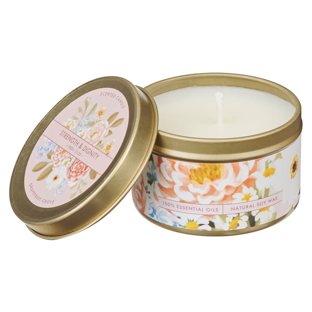 Strength and Dignity Grapefruit Grove Candle in a Tin - 3