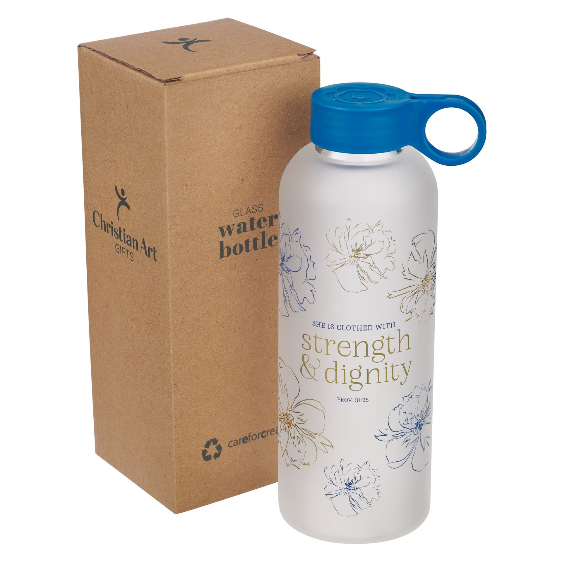 WATER BOTTLE GLASS STRENGTH & DIGNITY PROV 31:25 - 3
