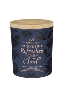 Glass Candle Bamboo Lid Navy Sweet Friendship thumbnail 1