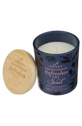 Glass Candle Bamboo Lid Navy Sweet Friendship thumbnail 2