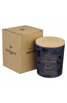 Glass Candle Bamboo Lid Navy Sweet Friendship thumbnail 3